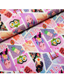 Tissu, Jersey de Coton Imprimé Manga, Rose Pastel, Laize 140 cm, Coton Stretch Oeko-Tex