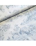 Tissu, Cretonne de Coton, Motif Jouy Blanc, Laize 150 cm, 100% Coton