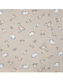 Tissu, Jersey de Coton Imprimé Girafes & Hippopotames, Safari Doux, Laize 150 cm, Coton Stretch Oeko-Tex