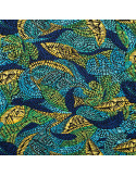 Tissu, Jersey de Viscose, Imprimé Feuilles Graphiques, Laize 150 cm, Viscose Stretch Oeko-Tex