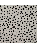 Tissu, Imprimé Pois, Blanc et Noir, Laize 140 cm, 100% Viscose 115g/m²