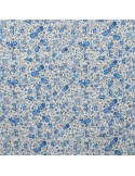 Tissu, Matelassé Impression Digitale Fleurs, Bleu à Fleurs Roses & Violettes, Laize 130 cm, Polyester 75% Coton 25%