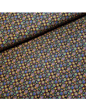 Tissu, Cretonne de Coton, Ronds Multicolores, Laize 150 cm, 100% Coton