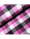 Tissu, Lainage Carreaux, Rose, Gris & Noir, Laize 148 cm, 70% Polyester 30% Laine