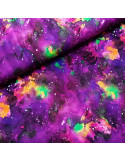 Tissu, French Terry Imprimé Tie & Dye, Violet Digital, Laize 150 cm, Coton Stretch Oeko-Tex