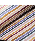 Tissu, Polaire Doudou Imprimée Rayures, Rose Poudré, Laize 150 cm, 100% Polyester