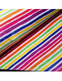 Tissu, Polaire Doudou Imprimée, Rayures Arc-en-ciel, Laize 150 cm, 100% Polyester 250g/m²