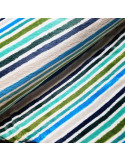 Tissu, Polaire Doudou Imprimée Rayures, Bleues et Vertes, Laize 150 cm, 100% Polyester 250g/m²