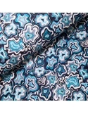Tissu, Sweat Imprimé Cristaux, Turquoises, Laize 150 cm, Coton Polyester Élasthanne Envers Polaire