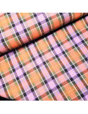 Tissu, Tartan Écossais, Violet Prune et Rose Fushia, Laize 145 cm, Polyester et Coton