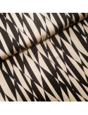 Tissu, Crêpe Graphique, Noir et Beige, Laize 145 cm, 100% Polyester