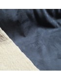 Tissu, Lainage Mouton Retourné, Bleu Jean & Écru, Laize 145 cm, 92% Polyester 8% Élasthanne