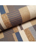 Tissu, Lainage Carreaux, Bleu et Beige, Laize 145 cm, 60% Coton 37% Polyester 3% Elasthanne
