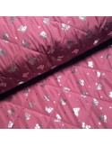 Tissu, Matelassé Papillons Argentés, Bois de Rose, Laize 135 cm, 100% Polyester OEKO-TEX
