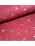 Tissu, Velours Milleraies Papillons Argentés, Bois de Rose, Laize 145 cm, 100% Coton