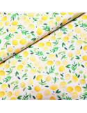 Tissu, Popeline de Coton Citrons, Multicolore, Laize 150 cm, 100% Coton 107g/m²