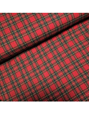 Tissu, Tartan Écossais Petits Carreaux, Rouge et Vert Classique, Laize 145 cm, Polyester Viscose Spandex 326g/ml