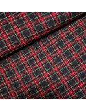 Tissu, Tartan Écossais à Petits Carreaux, Marine et Rouge, Laize 145 cm, Polyester Viscose Spandex 326g/ml