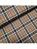 Tissu, Tartan Écossais Classique, Beige, Noir et Blanc Cassé, Laize 145 cm, Polyester, Viscose et Spandex 326g/ml
