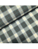 Tissu, Tartan Écossais à Grands Carreaux, Vert Forêt et Écru, Laize 145 cm, Polyester, Viscose et Spandex 326g/m²