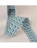 Biais tout textile coton éventails bleu canard