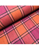 Tissu, Lainage Carreaux, Rose Orange, Laize 150 cm, 100% Polyester 480g/ml