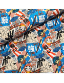 Tissu, Jersey de Coton, Impression Digitale Manga, Laize 140 cm, Coton Stretch Oeko-Tex