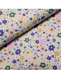 Tissu, French Terry Fleurs, Multicolores Lurex, Laize 145 cm, Coton Spandex Oeko-Tex