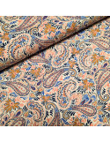 Tissu, Jersey, Motifs Cachemire, Écru et Cachemire, Laize 150 cm, Viscose Stretch Oeko-Tex