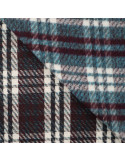 Tissu, Lainage Carreaux, Pétrole Bordeaux, Laize 150 cm, 50% Laine 440g/m²