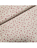 Tissu, Coton Flocons de Noël, Rouge et Écru, Laize 145 cm, 100% Coton Oeko-Tex