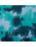 Tissu, Polaire Doudou Imprimée Tie & Dye, Bleu Vert, Laize 150 cm, 100% Polyester