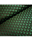 Tissu jacquard, éventails, vert