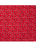 Tissu, Coton de Noël Ornements, Rouge et Écru, Laize 145 cm, 100% Coton