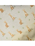 Tissu, Demi-natté Imprimé Lapins, Multicolore, Laize 140 cm, 80% Coton 20% Polyester