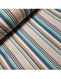 Tissu, Toile d'Extérieur Rayures Marines, Turquoise, Laize 150 cm, 100% Polypropylène 271g/m²
