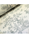 Tissu, Demi-Natté Toile de Jouy, Vert, Laize 280 cm, Coton d'Ameublement 220g/m²