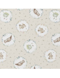 Tissu, Cretonne de Coton, Lapins & Grenouilles Fantaisie, Laize 150 cm, 100% Coton