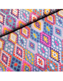 Tissu, Viscose Imprimée Géométrique, Multicolore, Laize 140 cm, 100% Viscose 154g/m²