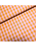 Tissu, Vichy Grands Carreaux, Orange / Rose, Laize 145 cm, 100% Coton 167g/m²