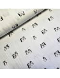 Tissu, Double Gaze Pingouins, Blanc, Laize 133 cm, 100% Coton 120g/m²