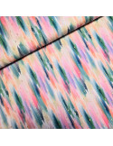 Tissu, Viscose Imprimée Lurex Aquarelle, Multicolore, Laize 145 cm, 95% Viscose 5% Lurex 143g/m²