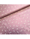 Tissu, Popeline de Coton Plumes, Rose Poudré, Laize 150 cm, 100% Coton