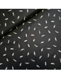 Tissu, Popeline de Coton Plumes, Noir, Laize 150 cm, 100% Coton