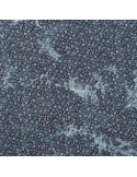 Tissu, Chambray de Coton Tie & Dye Fleuri, Bleu Dénim, Laize 145 cm, 100% Coton 140g/m²