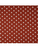 Tissu, Popeline de Coton Gros Pois, Terracotta et Blanc, Laize 150 cm, 100% Coton