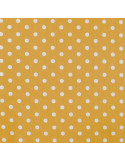 Tissu, Popeline de Coton Gros Pois, Jaune Moutarde, Laize 150 cm, 100% Coton