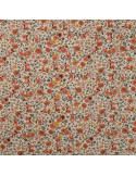 Tissu, Popeline de Coton Fleurie, Orange Fleuri, Laize 150 cm, 100% Coton 75g/m²