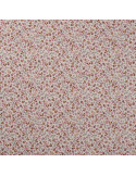 Tissu, Popeline de Coton Petites Fleurs, Rose sur Blanc, Laize 150 cm, 100% Coton 75g/m²