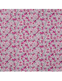 Tissu, Popeline de Coton Fleurie, Rose Fuchsia, Laize 150 cm, 100% Coton 75g/m²